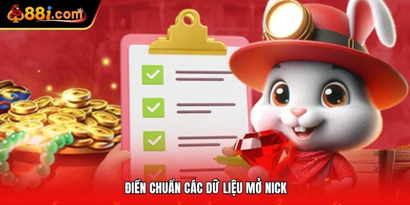 Điền chuẩn các dữ liệu mở nick